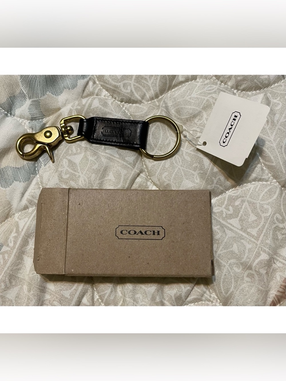 Coach Vintage Brass Leather Key Fob!